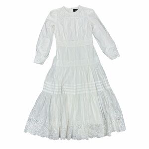 Bellini Long Sleeve White Tiered Dress